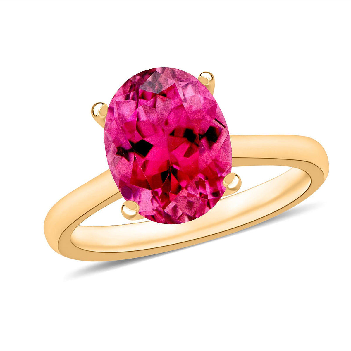 Ouro Fino Rubellite Solitaire Ring in Platinum Over Sterling Silver (Size 10.0) 1.30 ctw