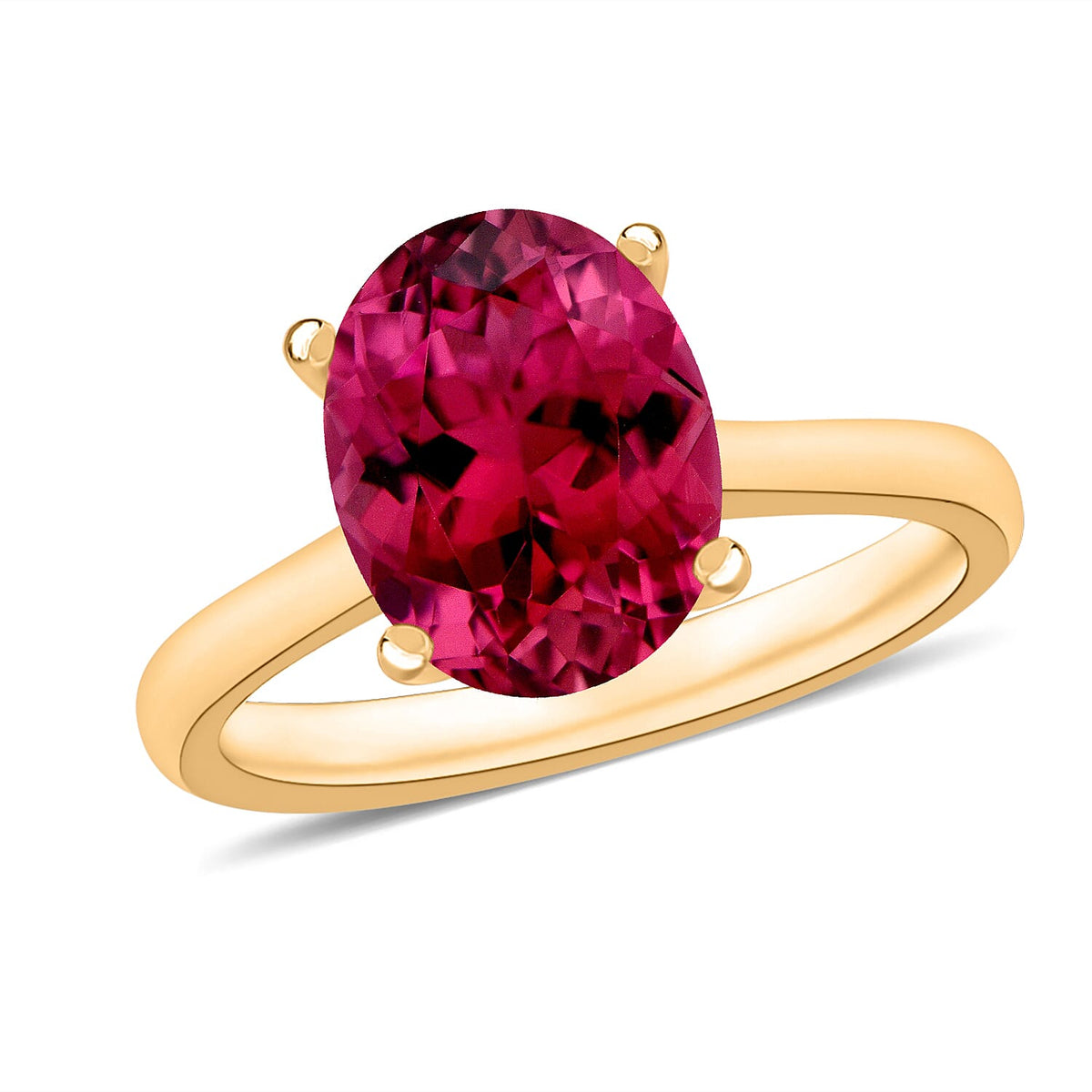 Ouro Fino Rubellite Solitaire Ring in Platinum Over Sterling Silver (Size 10.0) 1.30 ctw