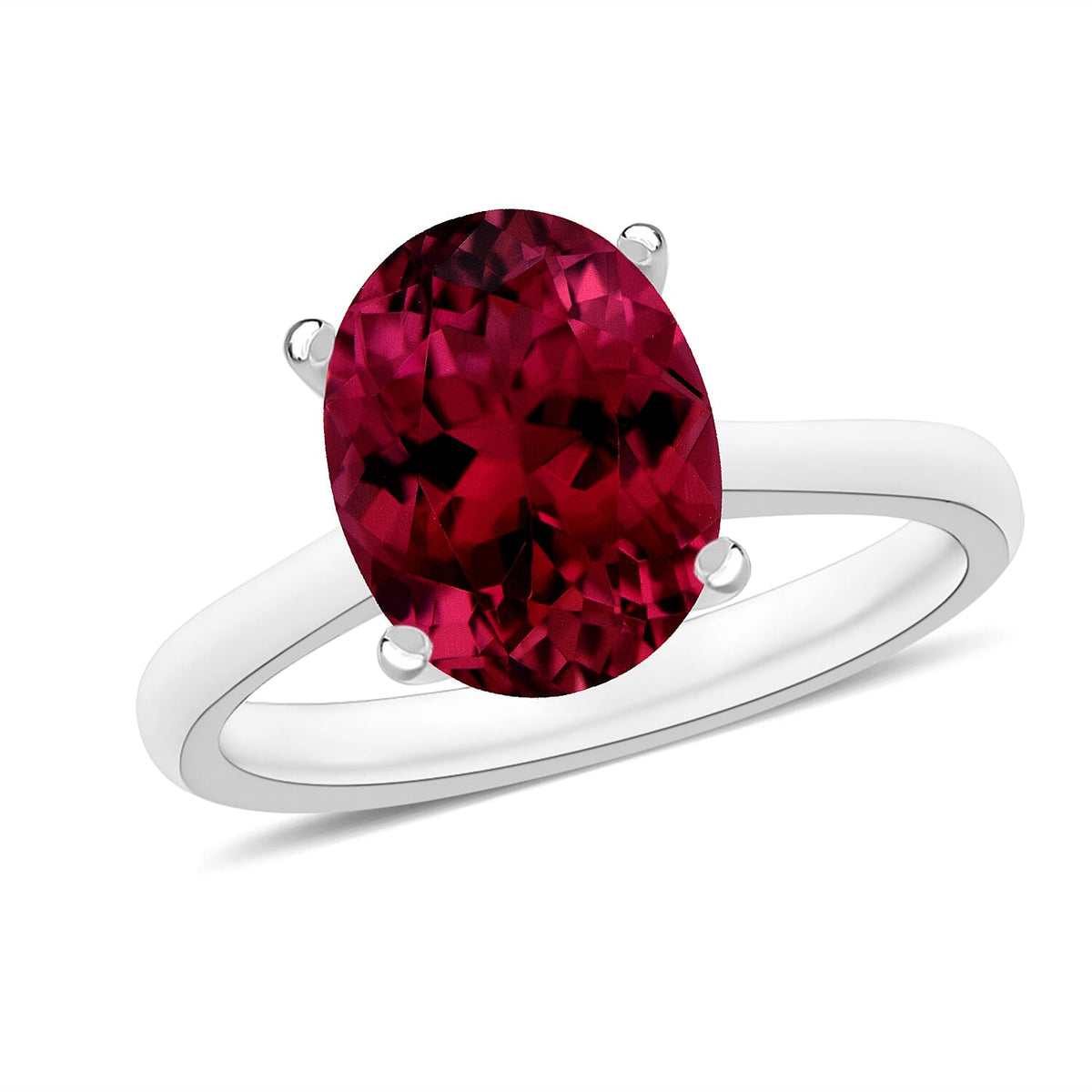 Ouro Fino Rubellite Solitaire Ring in Platinum Over Sterling Silver (Size 10.0) 1.30 ctw