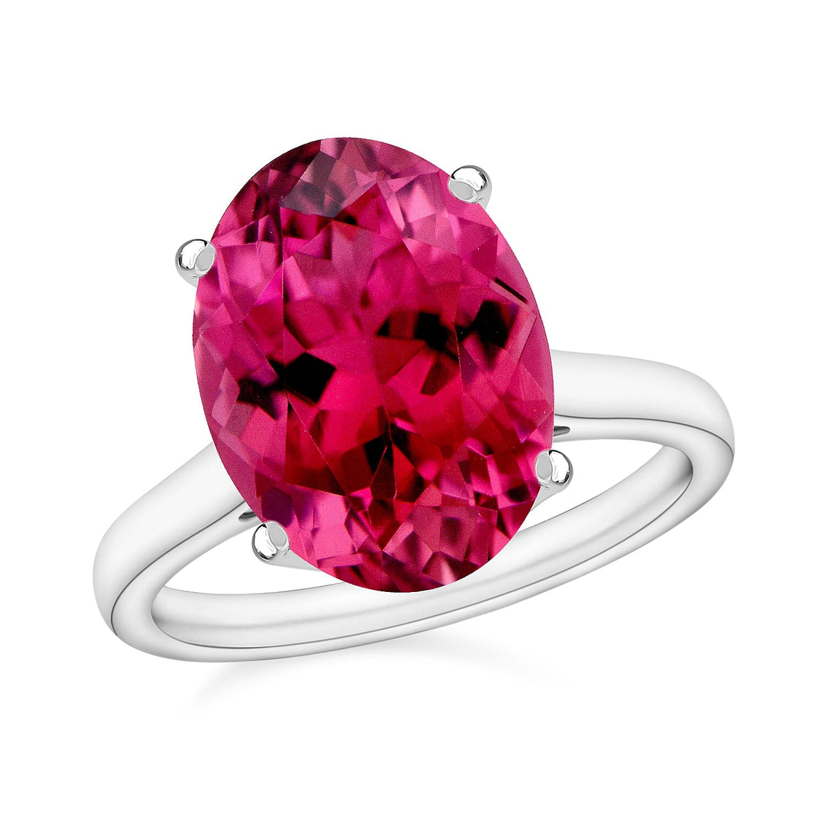 Ouro Fino Rubellite Solitaire Ring in Platinum Over Sterling Silver (Size 10.0) 1.30 ctw