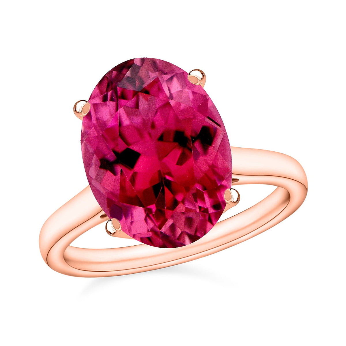 Ouro Fino Rubellite Solitaire Ring in Platinum Over Sterling Silver (Size 10.0) 1.30 ctw