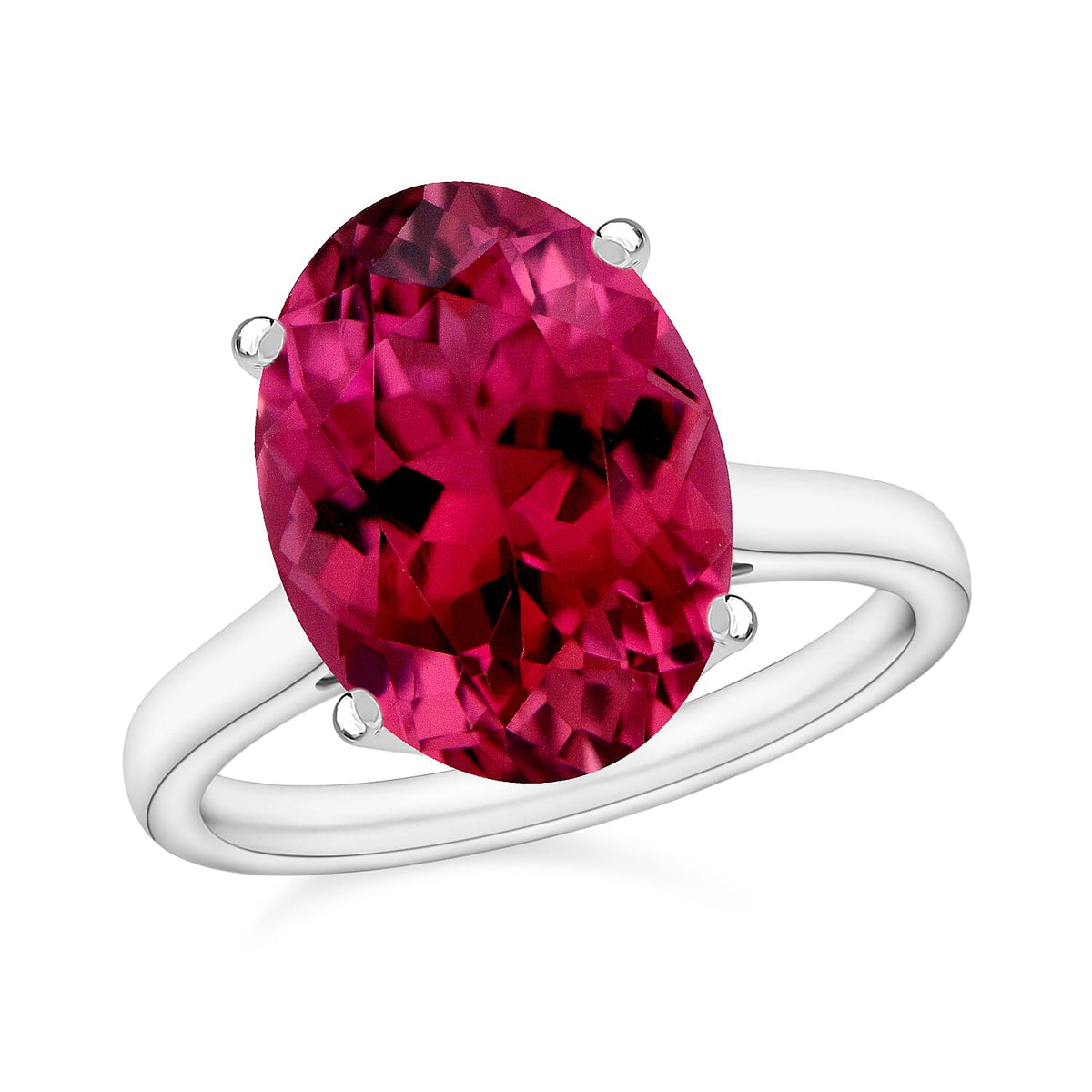 Ouro Fino Rubellite Solitaire Ring in Platinum Over Sterling Silver (Size 10.0) 1.30 ctw