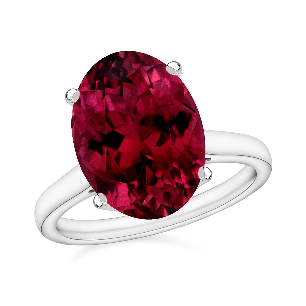 Ouro Fino Rubellite Solitaire Ring in Platinum Over Sterling Silver (Size 10.0) 1.30 ctw