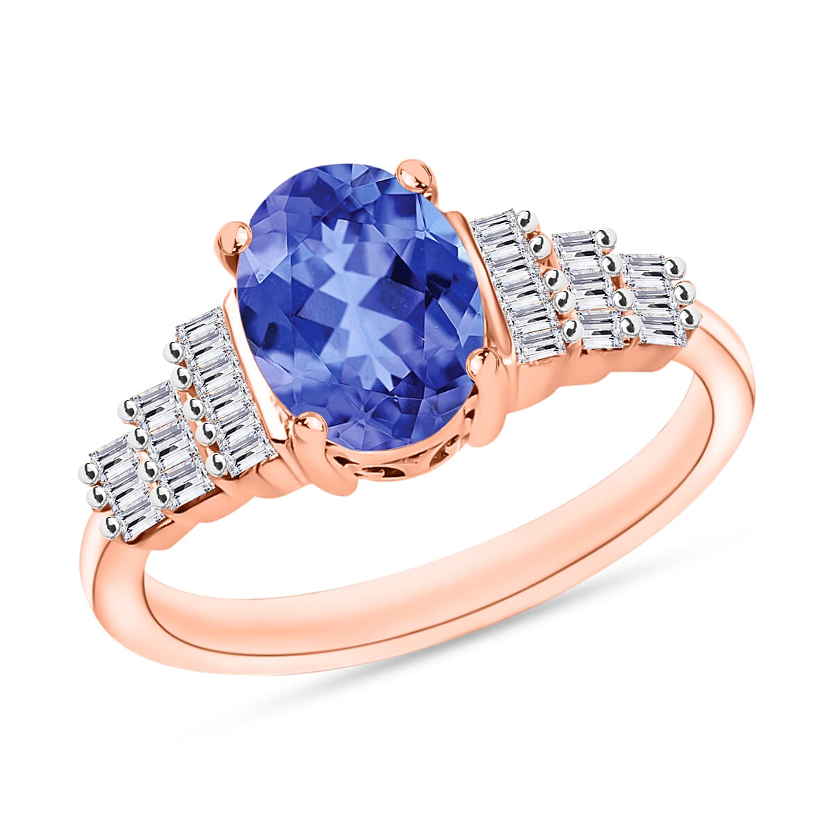Luxoro Premium Tanzanite and G-H SI Diamond 1.48 ctw Ring in 14K White Gold (Size 10.0)