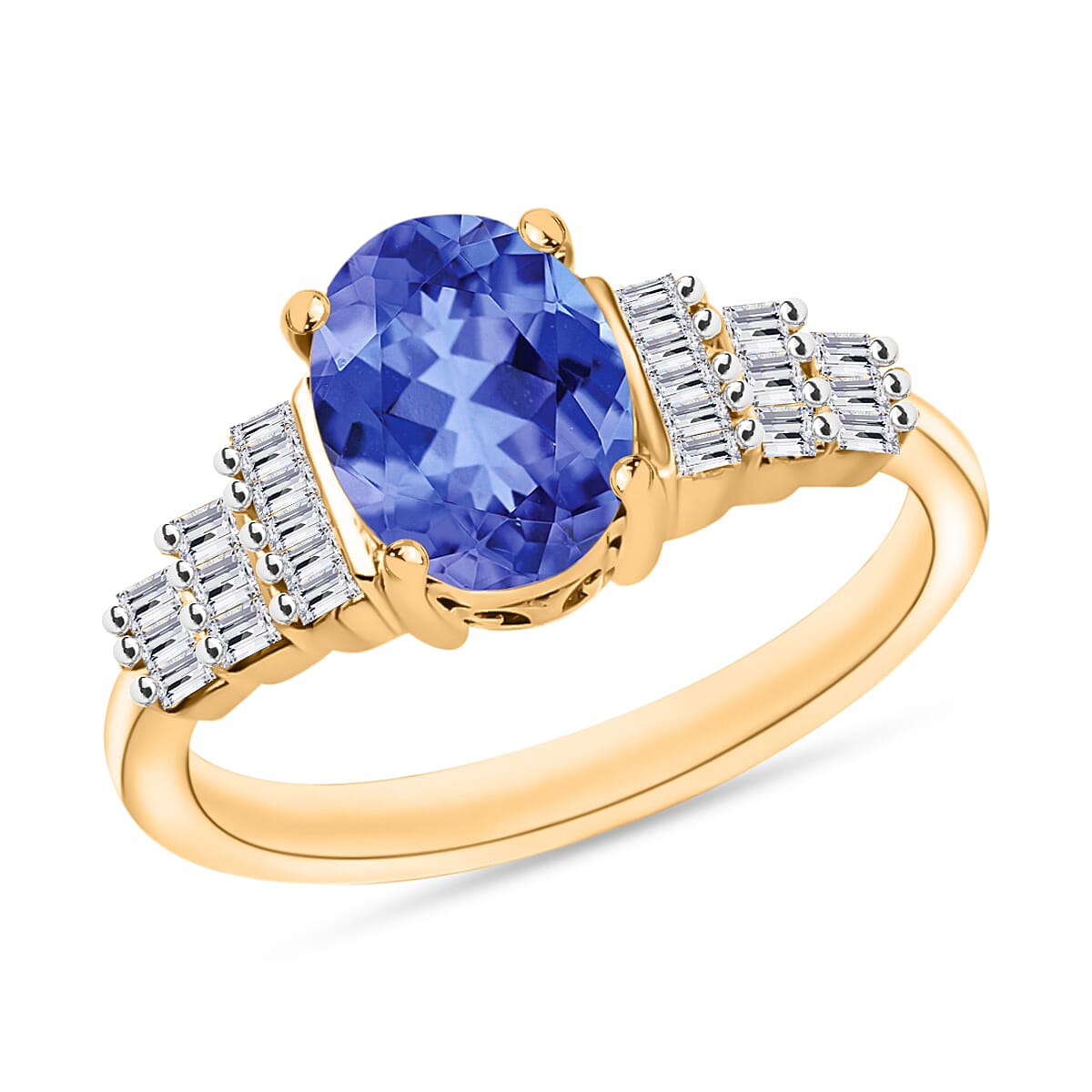 Luxoro Premium Tanzanite and G-H SI Diamond 1.48 ctw Ring in 14K White Gold (Size 10.0)