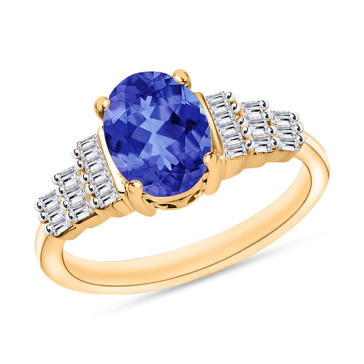 Luxoro Premium Tanzanite and G-H SI Diamond 1.48 ctw Ring in 14K White Gold (Size 10.0)