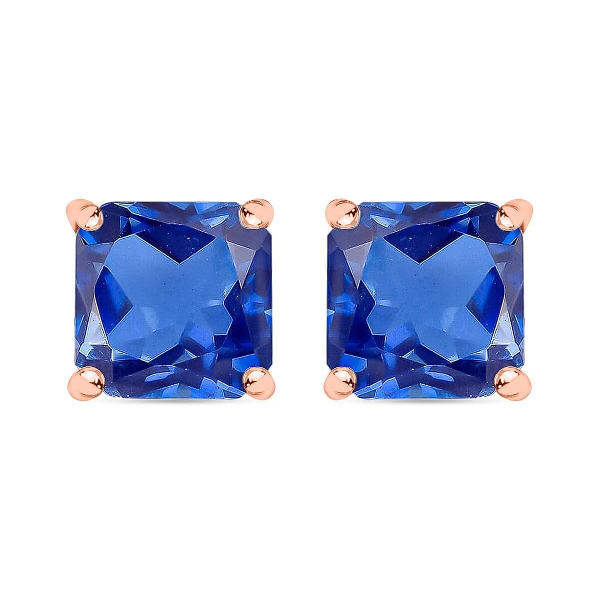 Luxoro Premium Asscher Cut Tanzanite 4.00 ctw Stud Earrings in 14K White Gold