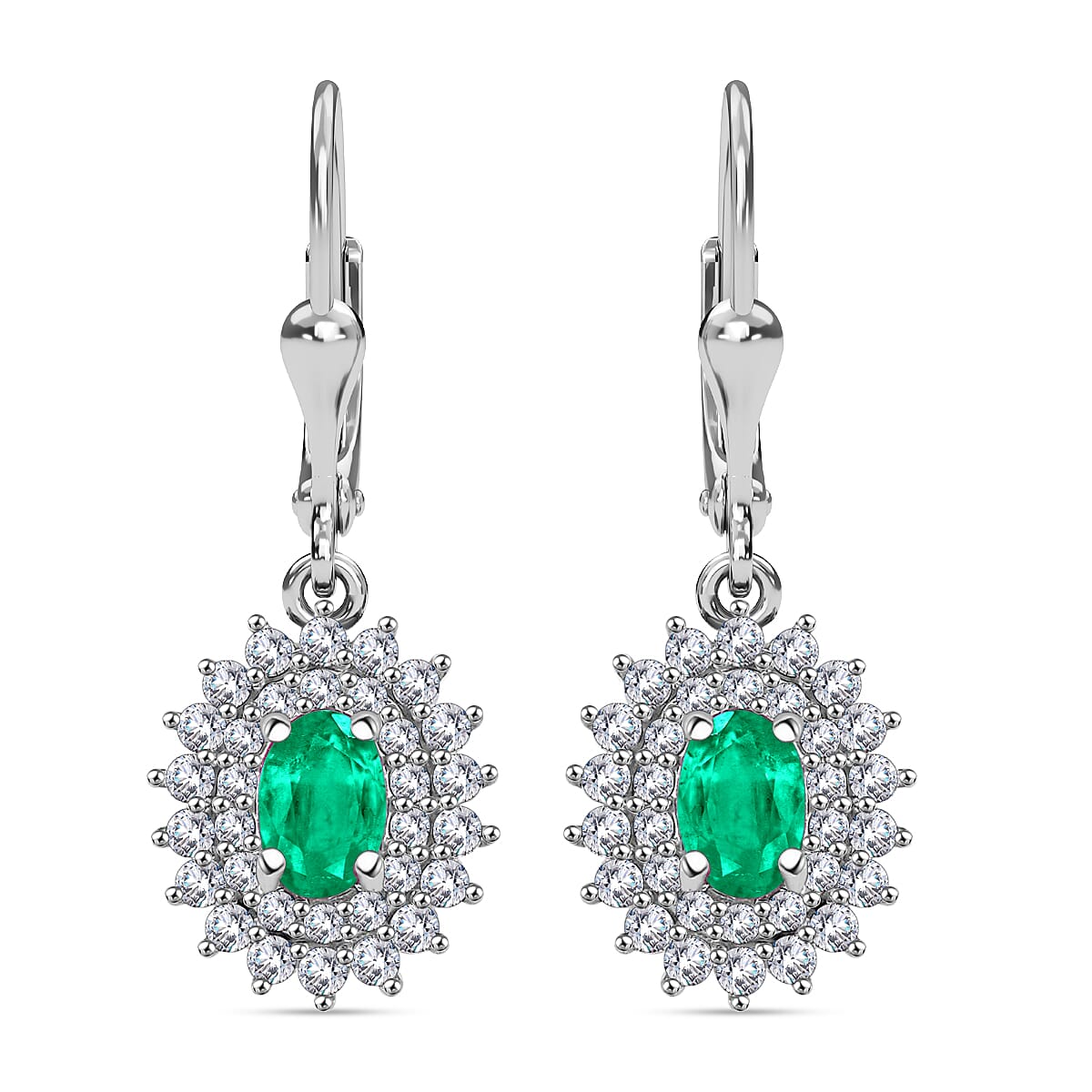 Kagem Zambian Emerald and Diamond 1.67 ctw Sunburst Earrings in 18K Vermeil Rose Gold Over Sterling Silver
