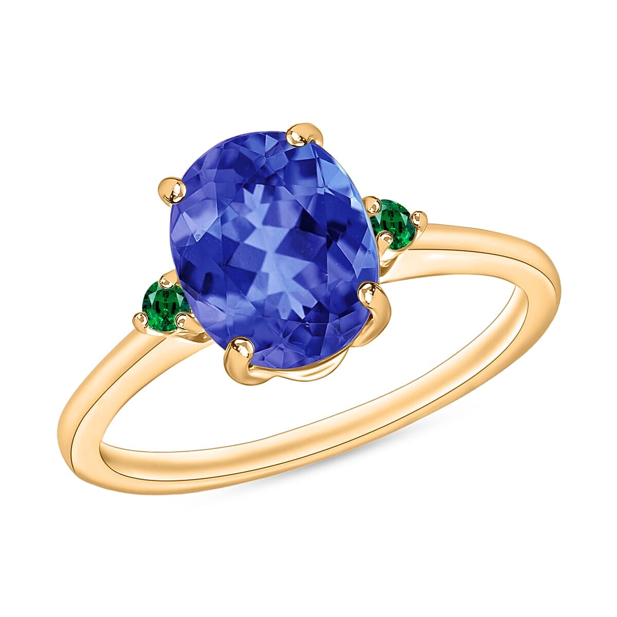 Luxoro 14K White Gold Premium Tanzanite and Boyaca Colombian Emerald Ring (Size 4.0) 4 Grams 2.10 ctw
