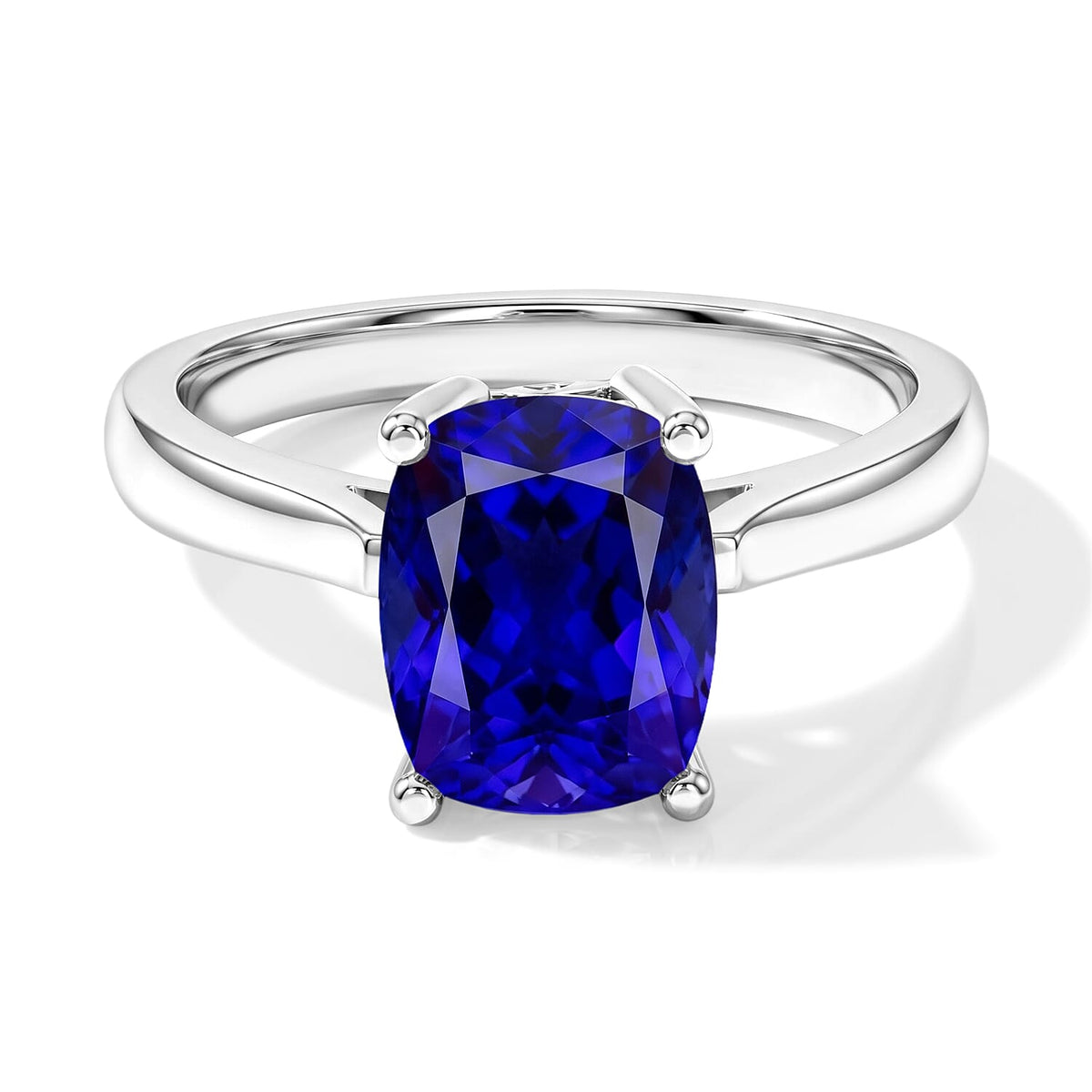 Tanzanite Solitaire Ring in Platinum Over Sterling Silver (Size 10) 1.40 ctw