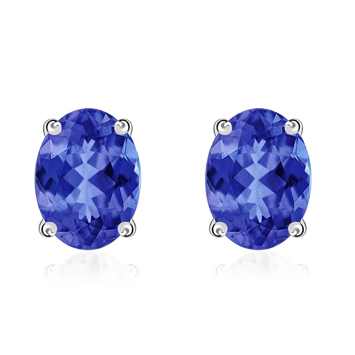 Tanzanite Solitaire Stud Earrings in Platinum Over Sterling Silver 1.65 ctw