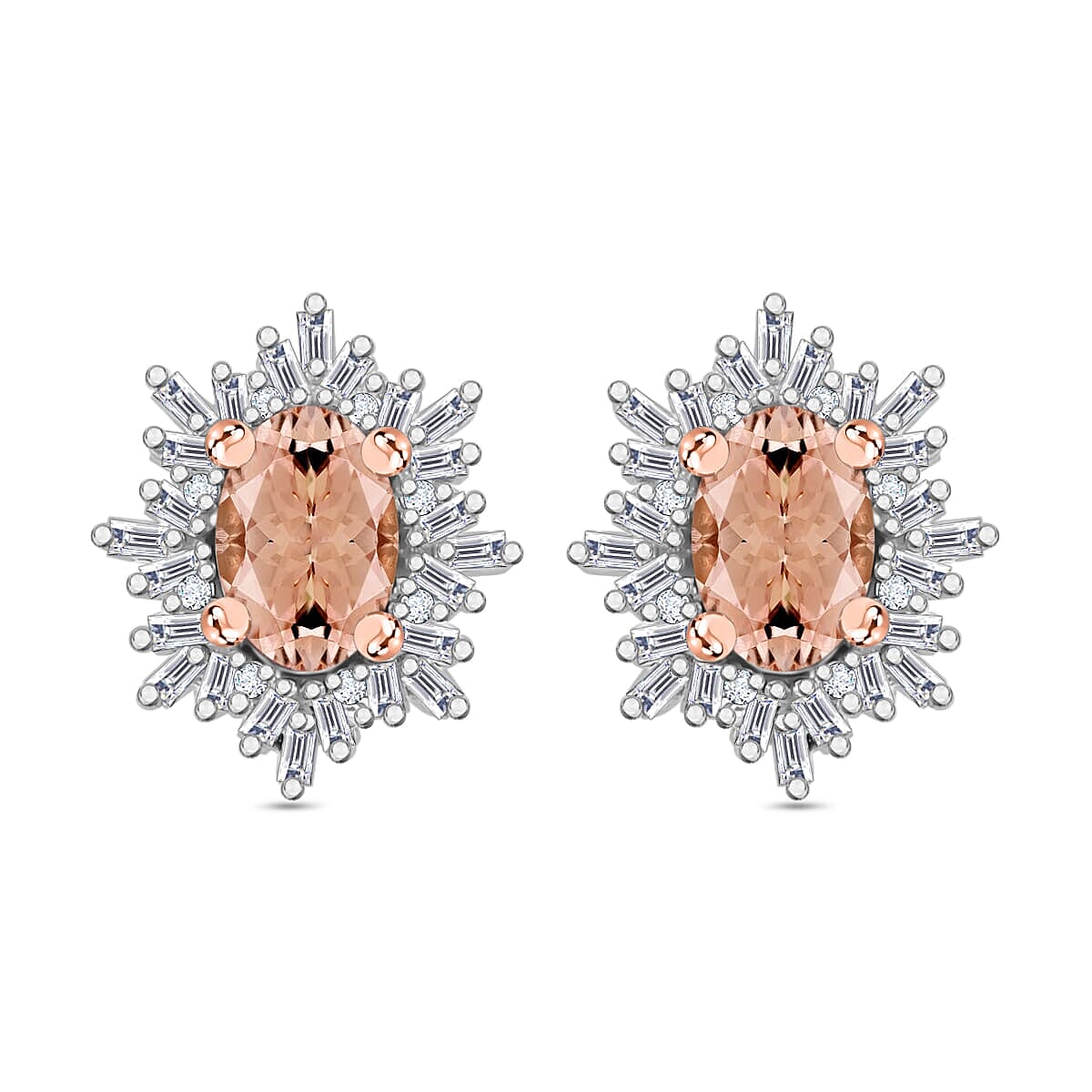 Tanzanite, Diamond (0.25 cts) Stud Earrings in Rhodium Over Sterling Silver 1.20 ctw