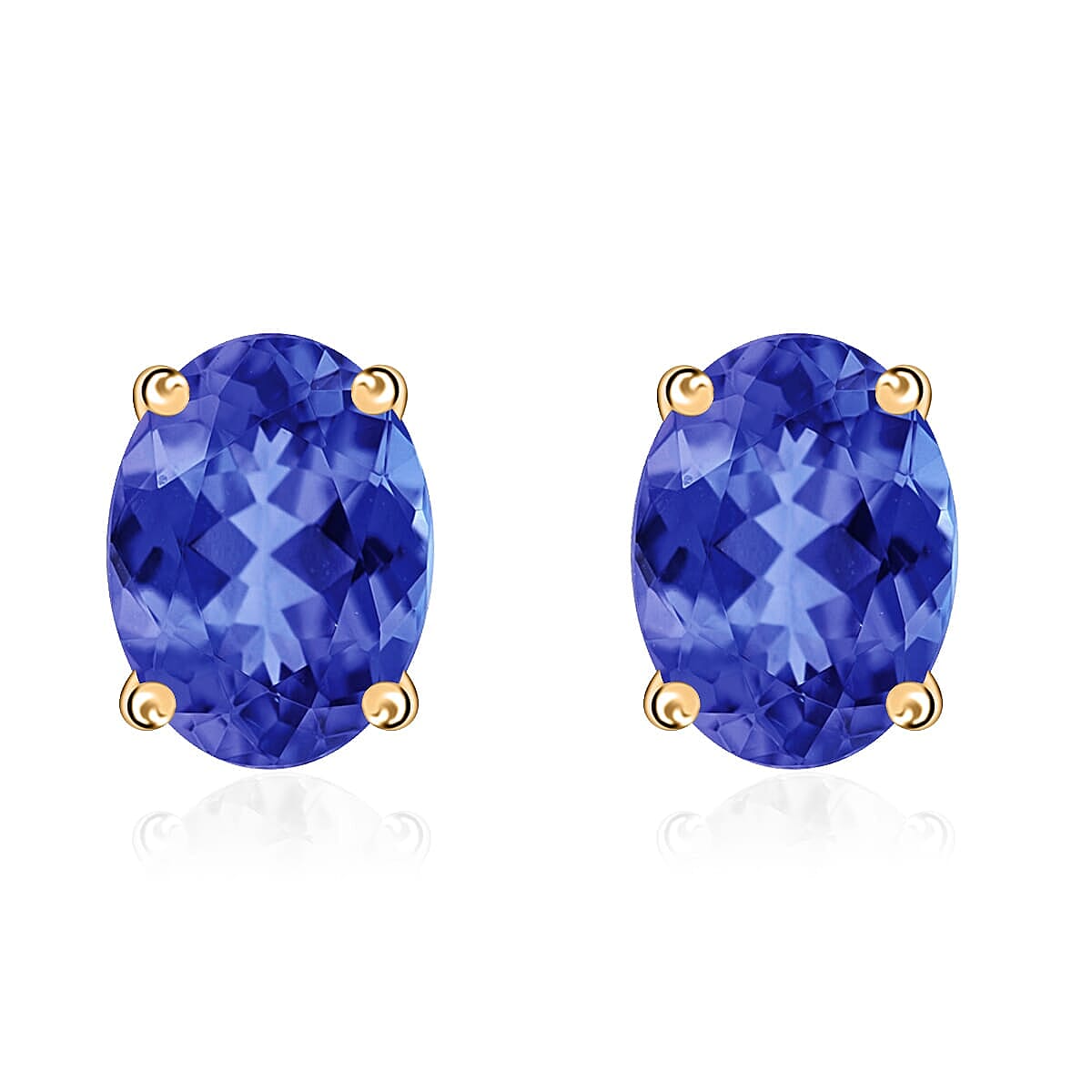 Tanzanite Solitaire Stud Earrings in Platinum Over Sterling Silver 1.65 ctw