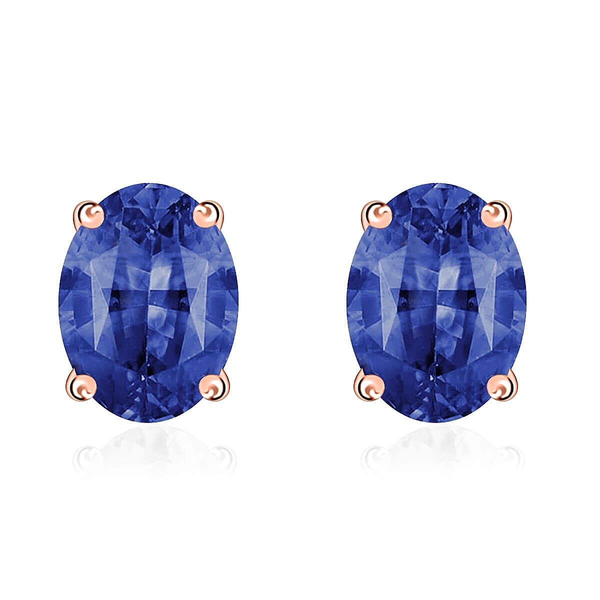 Tanzanite Solitaire Stud Earrings in Platinum Over Sterling Silver 1.65 ctw