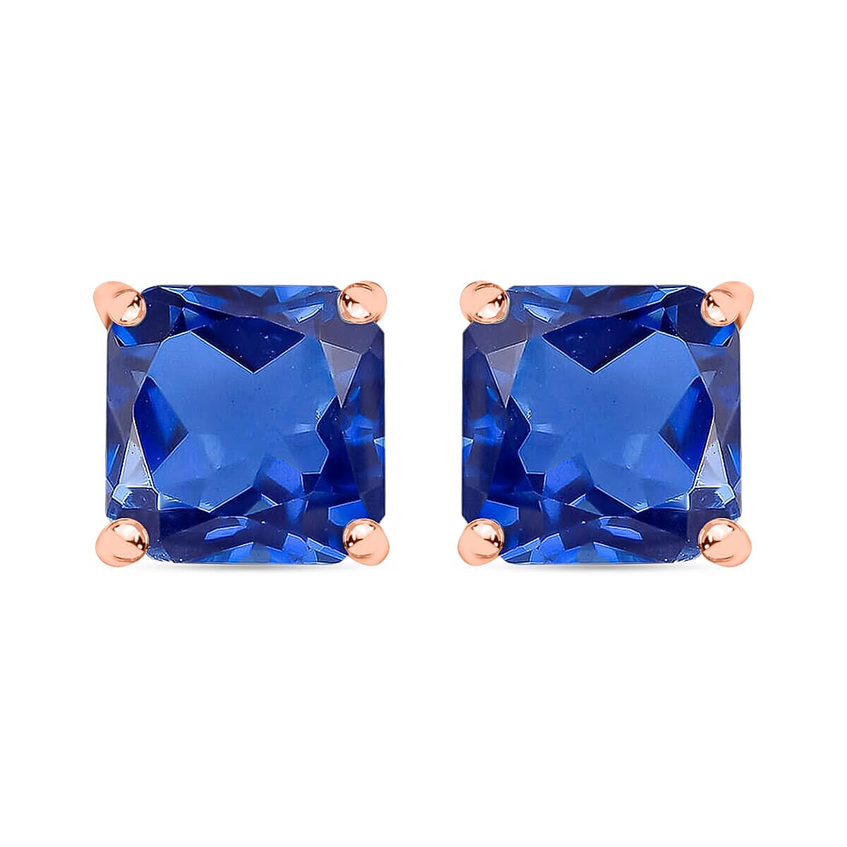 Luxoro Premium Asscher Cut Tanzanite 4.00 ctw Stud Earrings in 14K White Gold