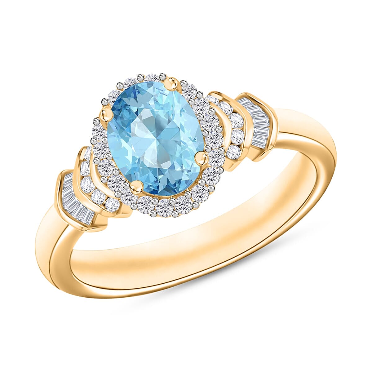 Iliana AAA Santa Maria Aquamarine and G-H SI Diamond Ring in 18K White Gold (Size 10.5) 4.30 Grams 1.56 ctw