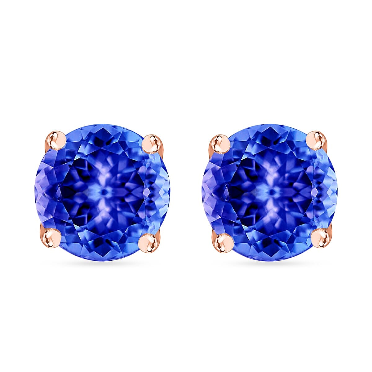 Tanzanite Solitaire Stud Earrings in Platinum Over Sterling Silver 1.50 ctw