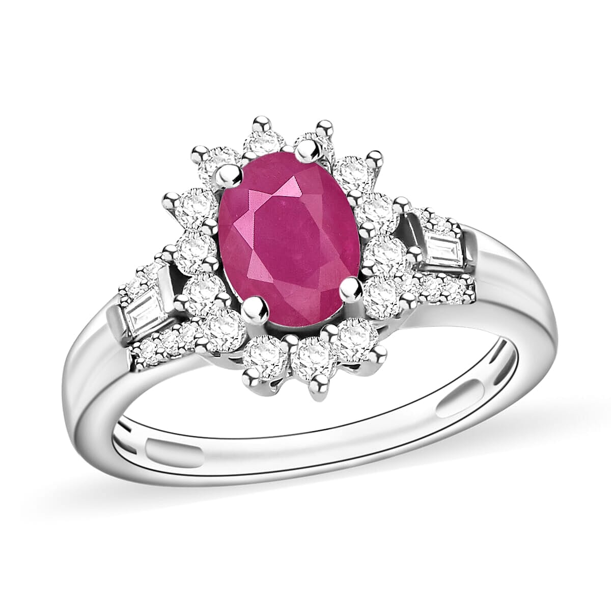 Mozambique Ruby and Moissanite 1.50 ctw Ring in 18K Vermeil Rose Gold Over Sterling Silver (Size 10.0)