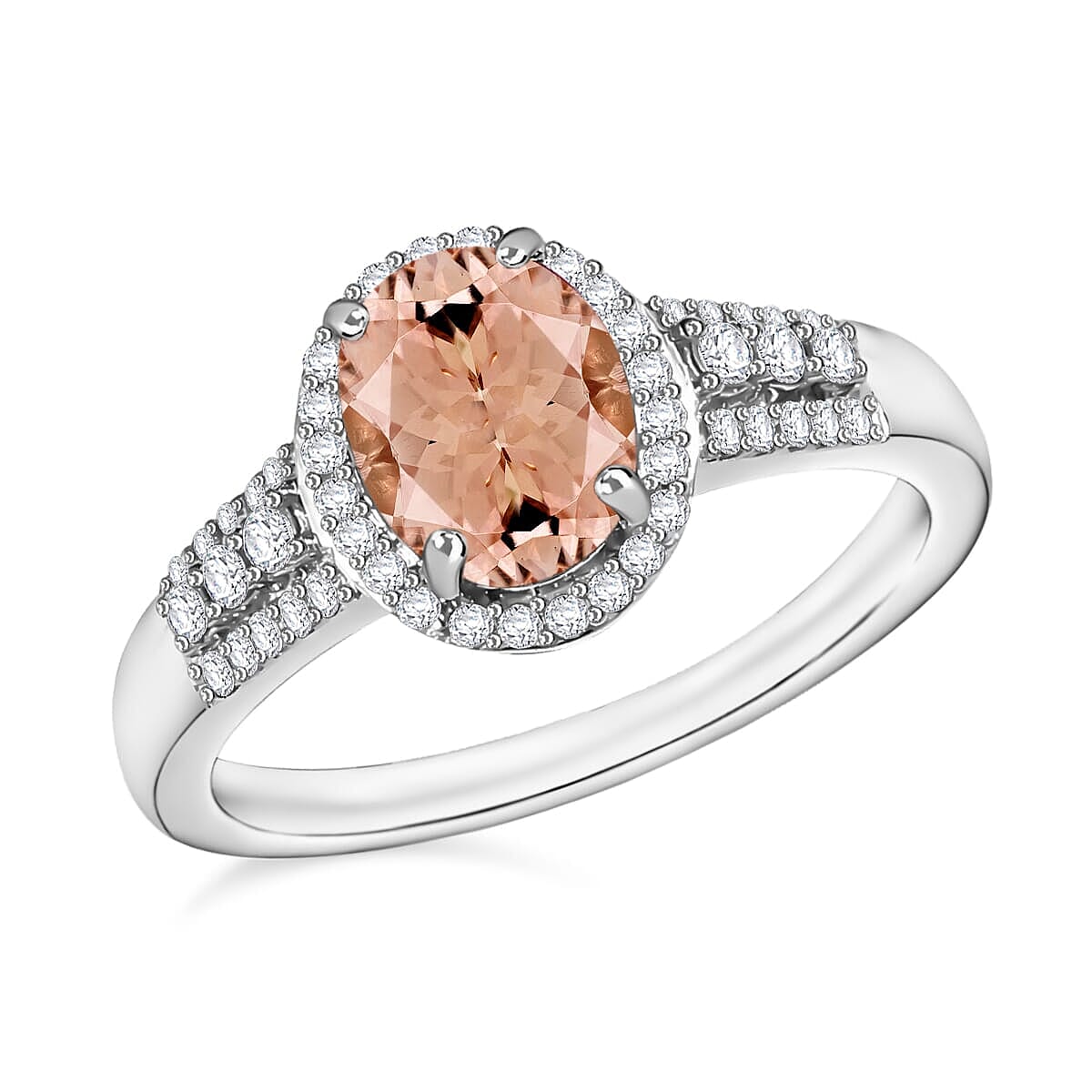 Luxoro Premium Marropino Morganite and G-H I1 Diamond Ring in 14K White Gold (Size 10.0) 2.76 ctw