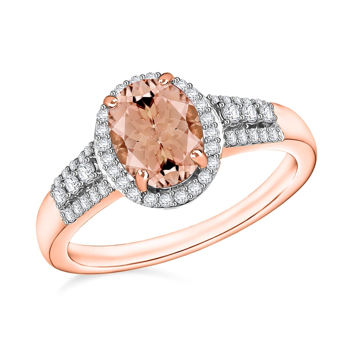 Luxoro Premium Marropino Morganite and G-H I1 Diamond Ring in 14K White Gold (Size 10.0) 2.76 ctw