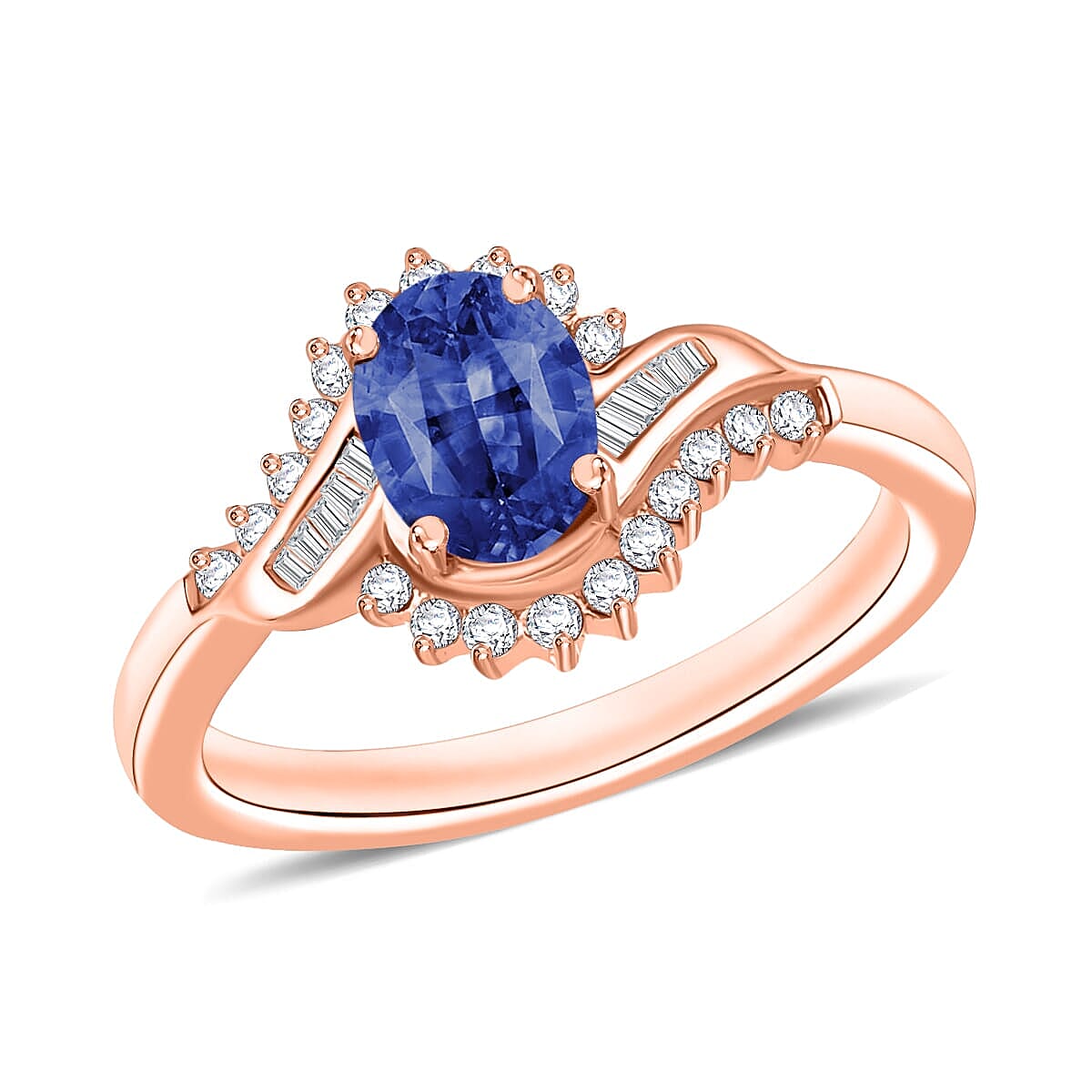 Luxoro Premium Kanchanaburi Blue Sapphire and G-H I1 Diamond Ring in 14K White Gold (Size 10) 1.25 ctw