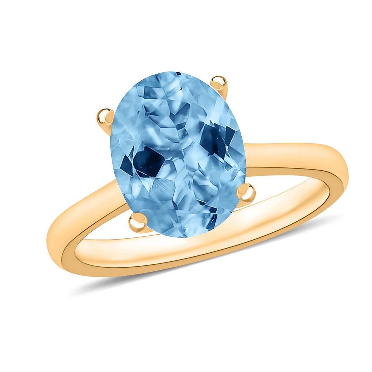 Luxoro 14K White Gold Premium Mangoro Aquamarine Solitaire Ring (Size 10.0) 4 Grams 2.40 ctw