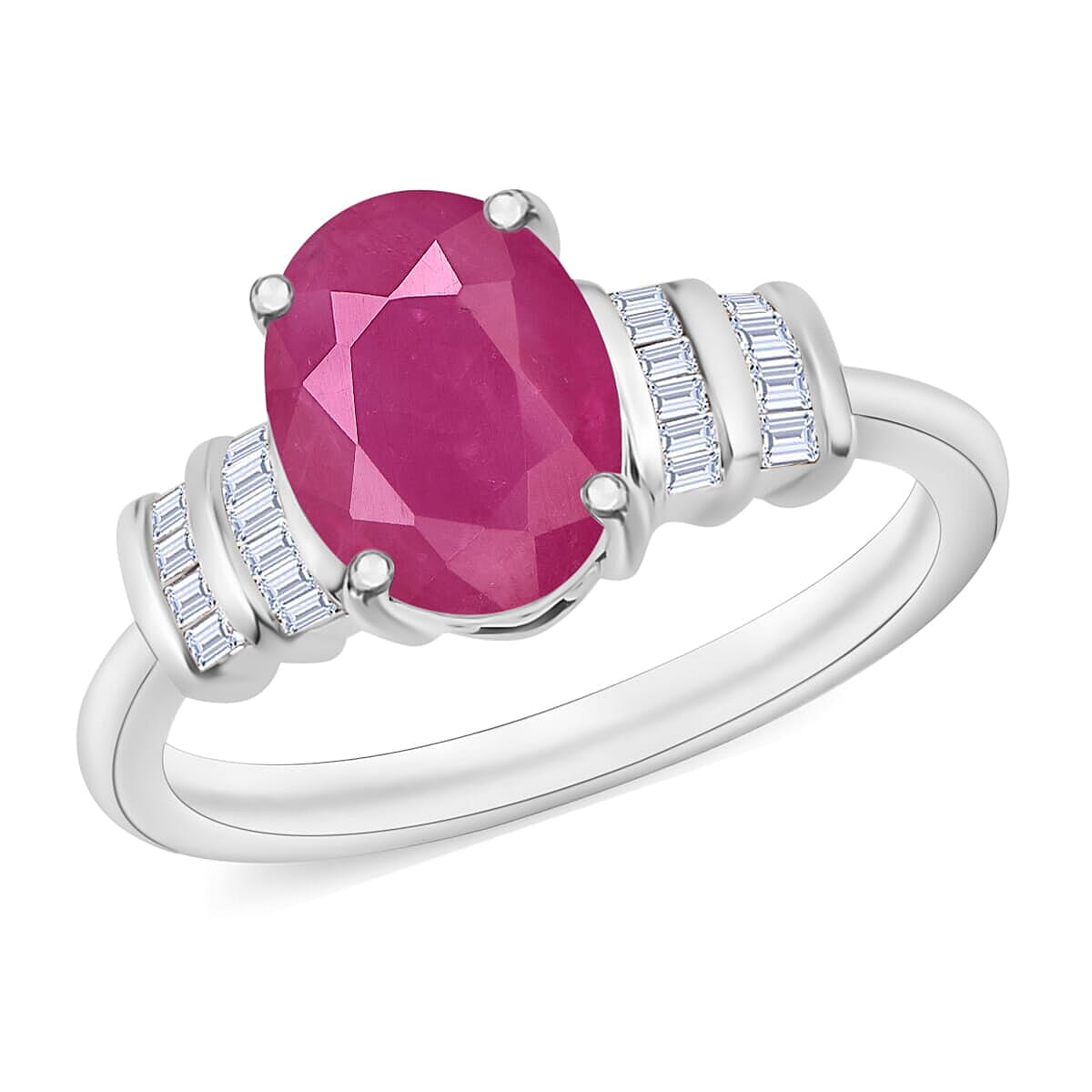 Luxoro Premium Mozambique Ruby and G-H I1 Diamond Ring in 14K White Gold (Size 10.0) 2.70 ctw