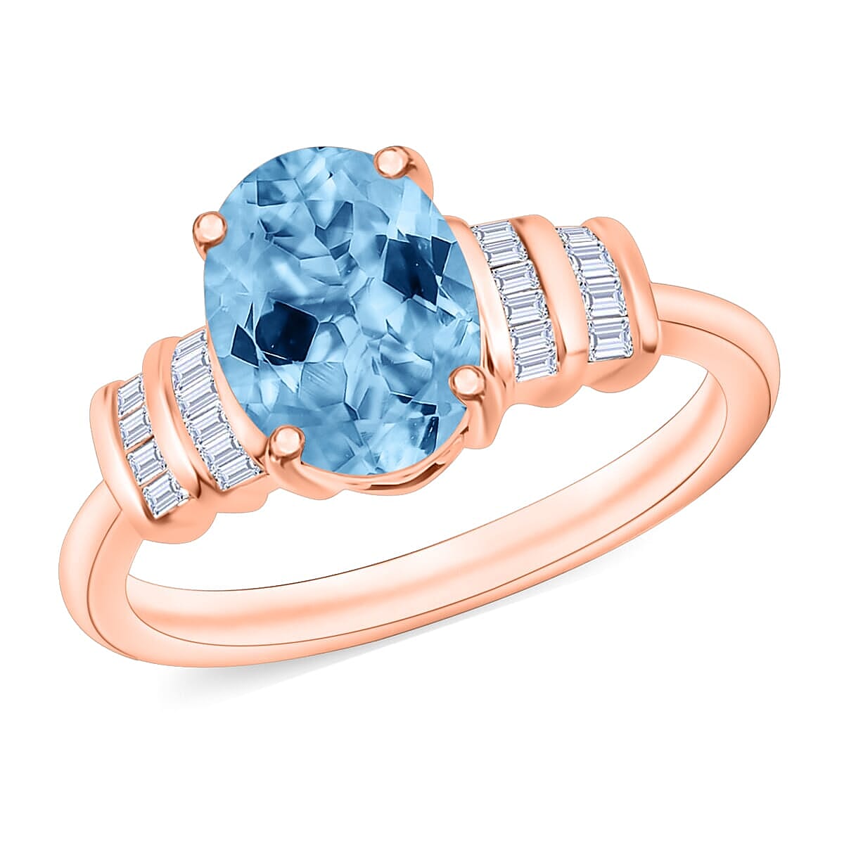 Luxoro Premium Mangoro Aquamarine and G-H I1 Diamond Ring in 14K Yellow Gold (Size 10.0) 1.80 ctw