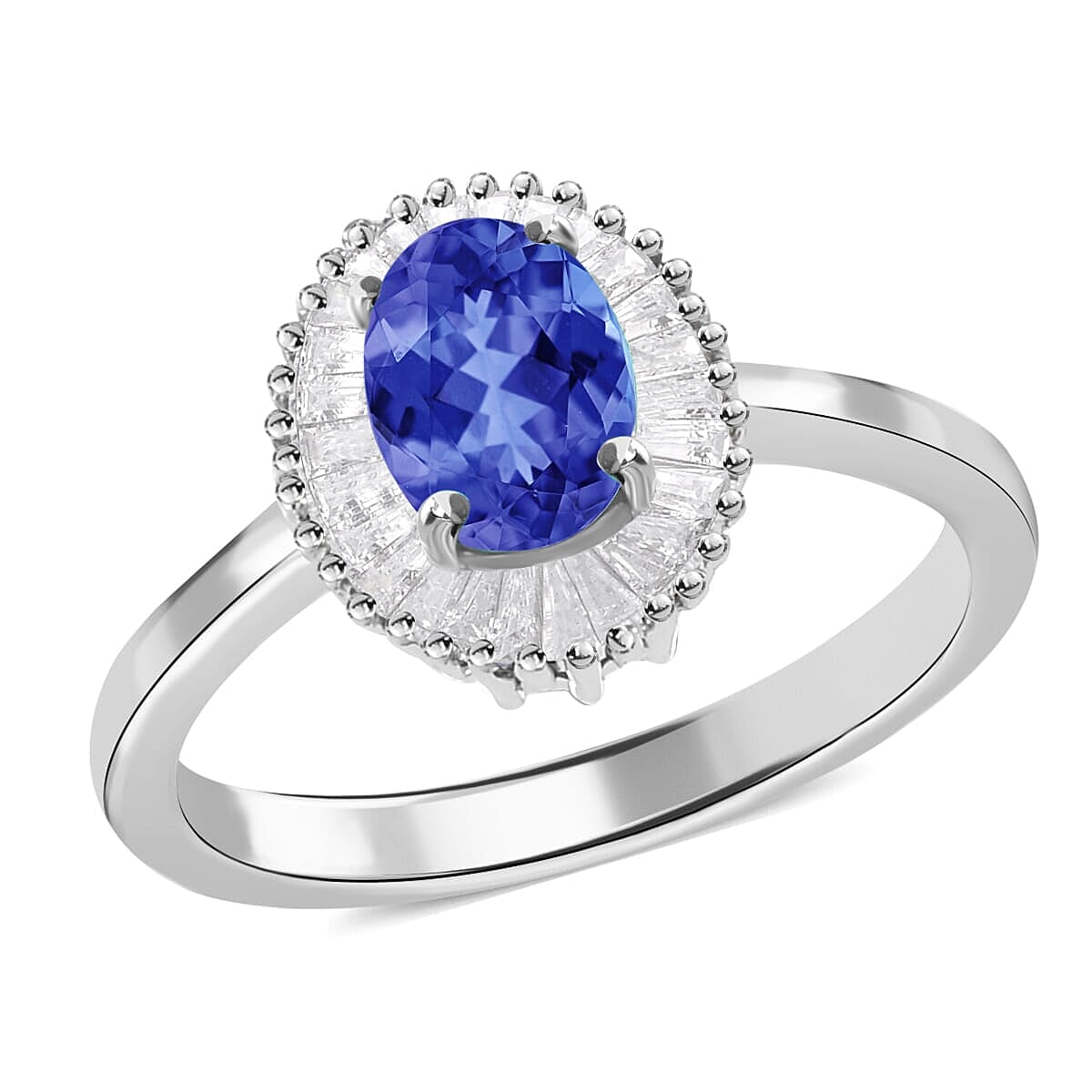 Luxoro Premium Tanzanite and G-H I1 Diamond Ring in 14K White Gold (Size 10.0) 1.00 ctw