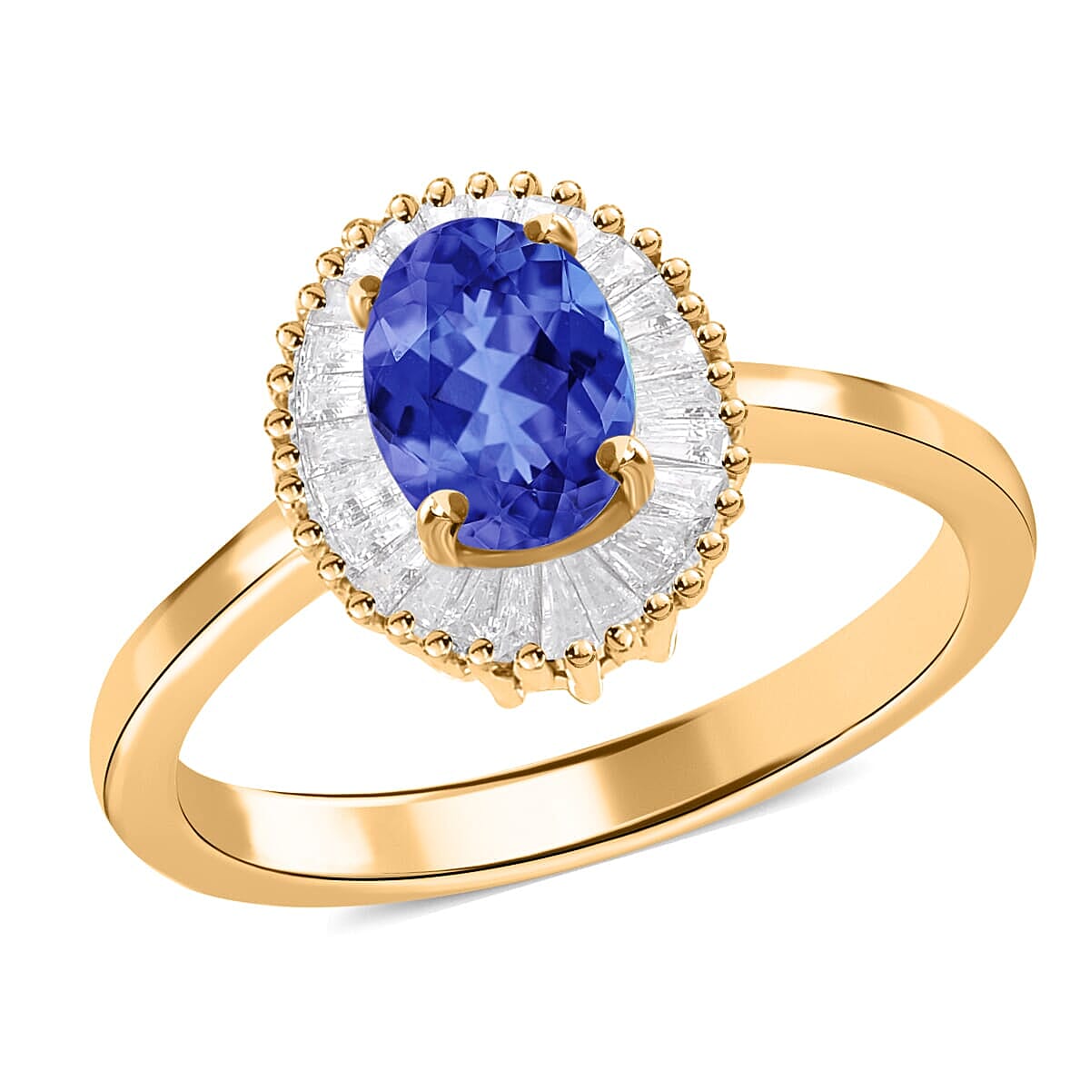 Luxoro Premium Tanzanite and G-H I1 Diamond Ring in 14K White Gold (Size 10.0) 1.00 ctw
