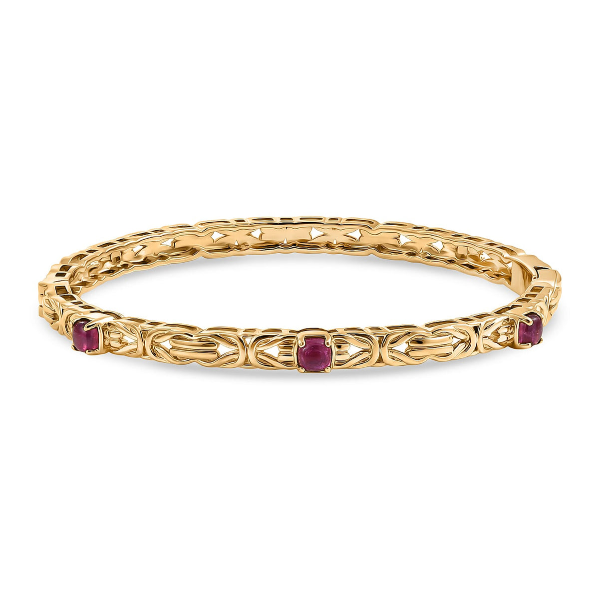 EverTrue African Ruby (FF) Bangle Bracelet in 18K YG Plated 1.75 ctw