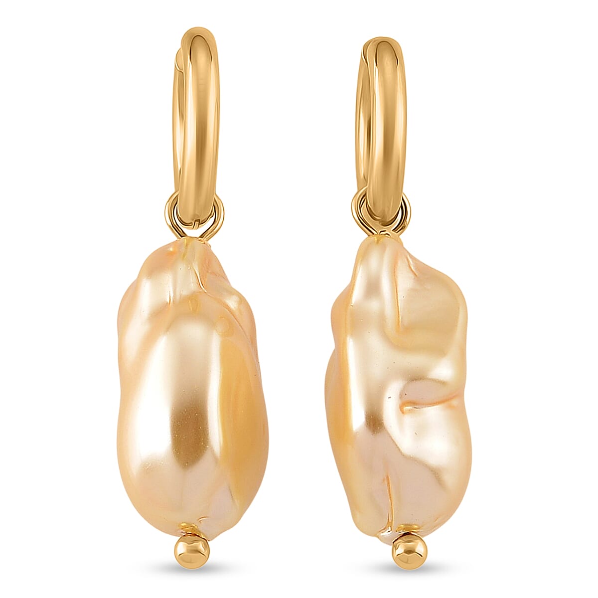 White Shell Pearl Earrings in Stainless Steel 8355247