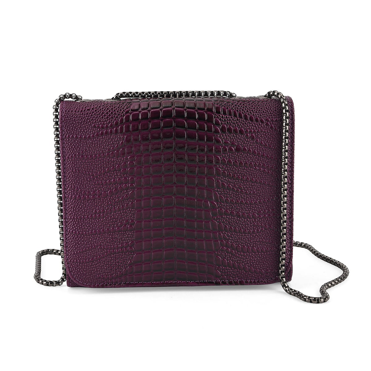 La Marey Black Crocodile Pattern Faux Leather Crossbody Bag (7.87"x5.91"x2.76")