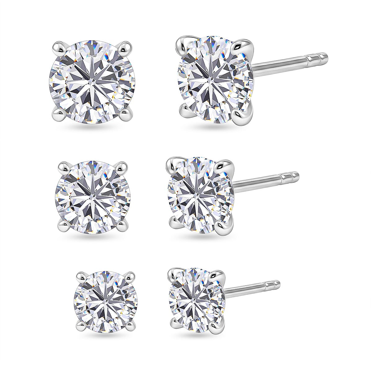 D''Joy Moissanite Stud Earrings in Platinum Over Sterling Silver 0.50 ctw