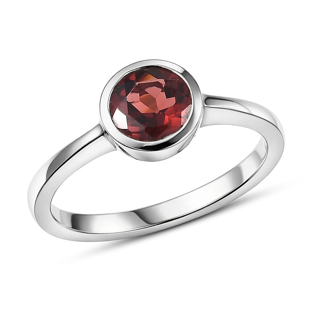 D'Joy Mozambique Garnet Solitaire Ring in 18K Vermeil YG Over Sterling Silver Size 10 0.90 ctw