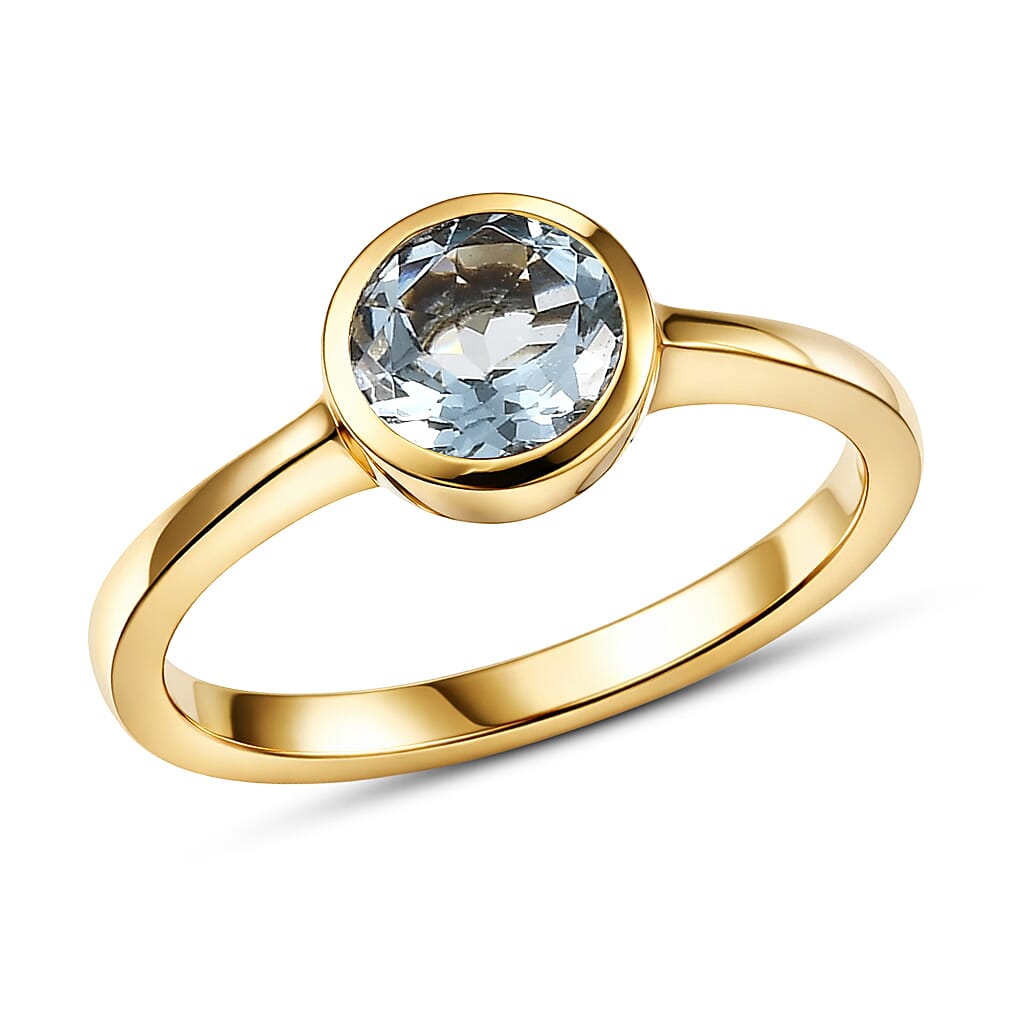 D'Joy Mozambique Garnet Solitaire Ring in 18K Vermeil YG Over Sterling Silver Size 10 0.90 ctw
