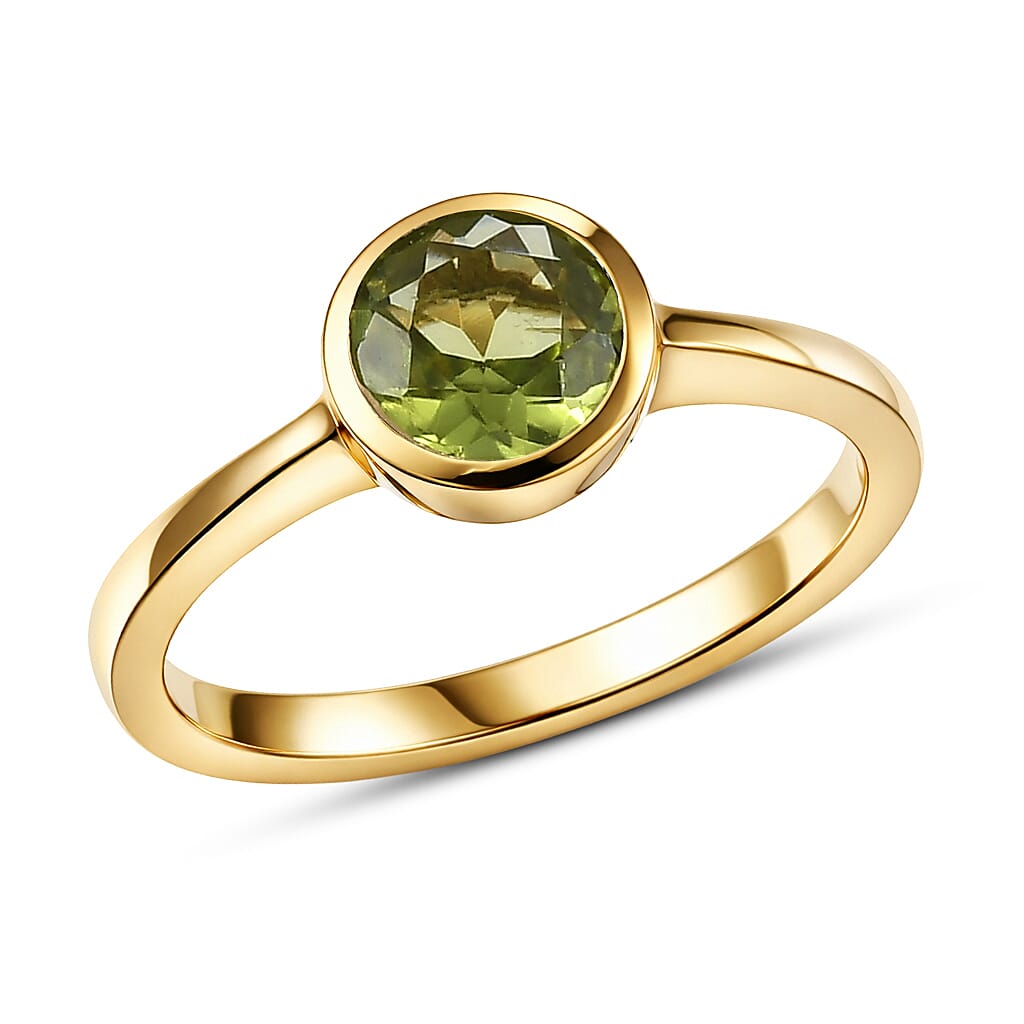 D'Joy Mozambique Garnet Solitaire Ring in 18K Vermeil YG Over Sterling Silver Size 10 0.90 ctw