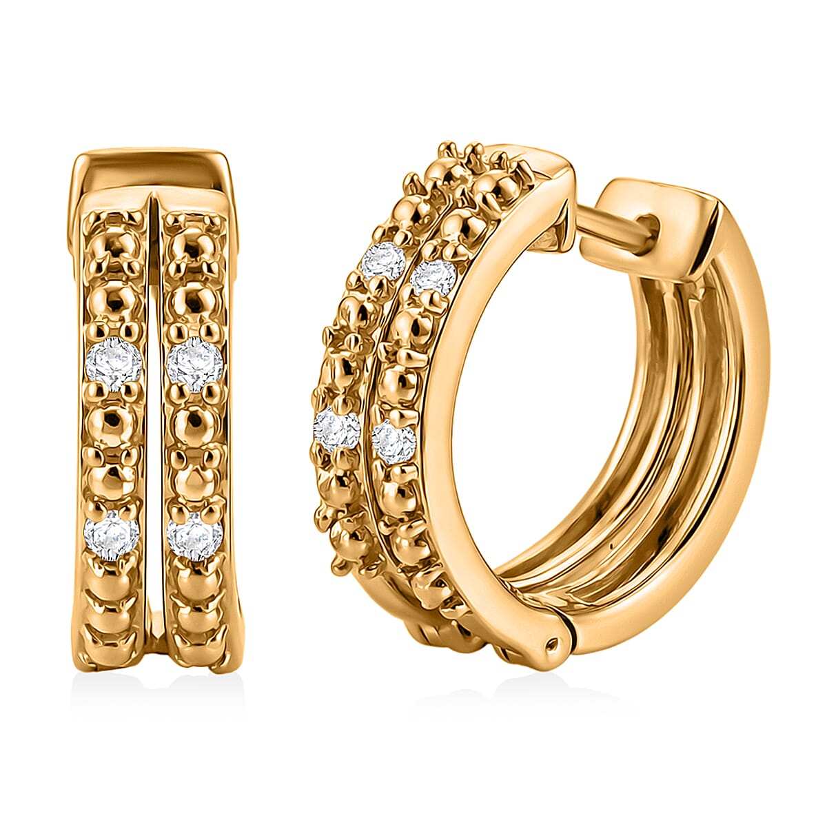 Luxuriant Lab Grown Diamond (G-H, SI) Earrings in 18K Vermeil YG Over Sterling Silver
