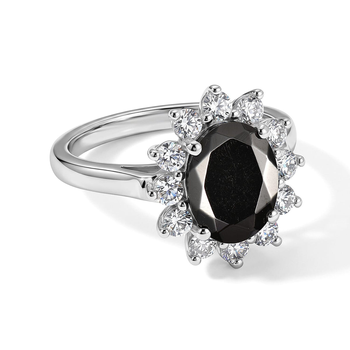 D''Joy Shungite, White Zircon Ring in Rhodium Over Sterling Silver (Size 6.0) 2.20 ctw