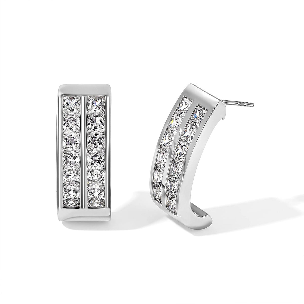 EverTrue Simulated Diamond J Hoop Earrings in PlatinumBond