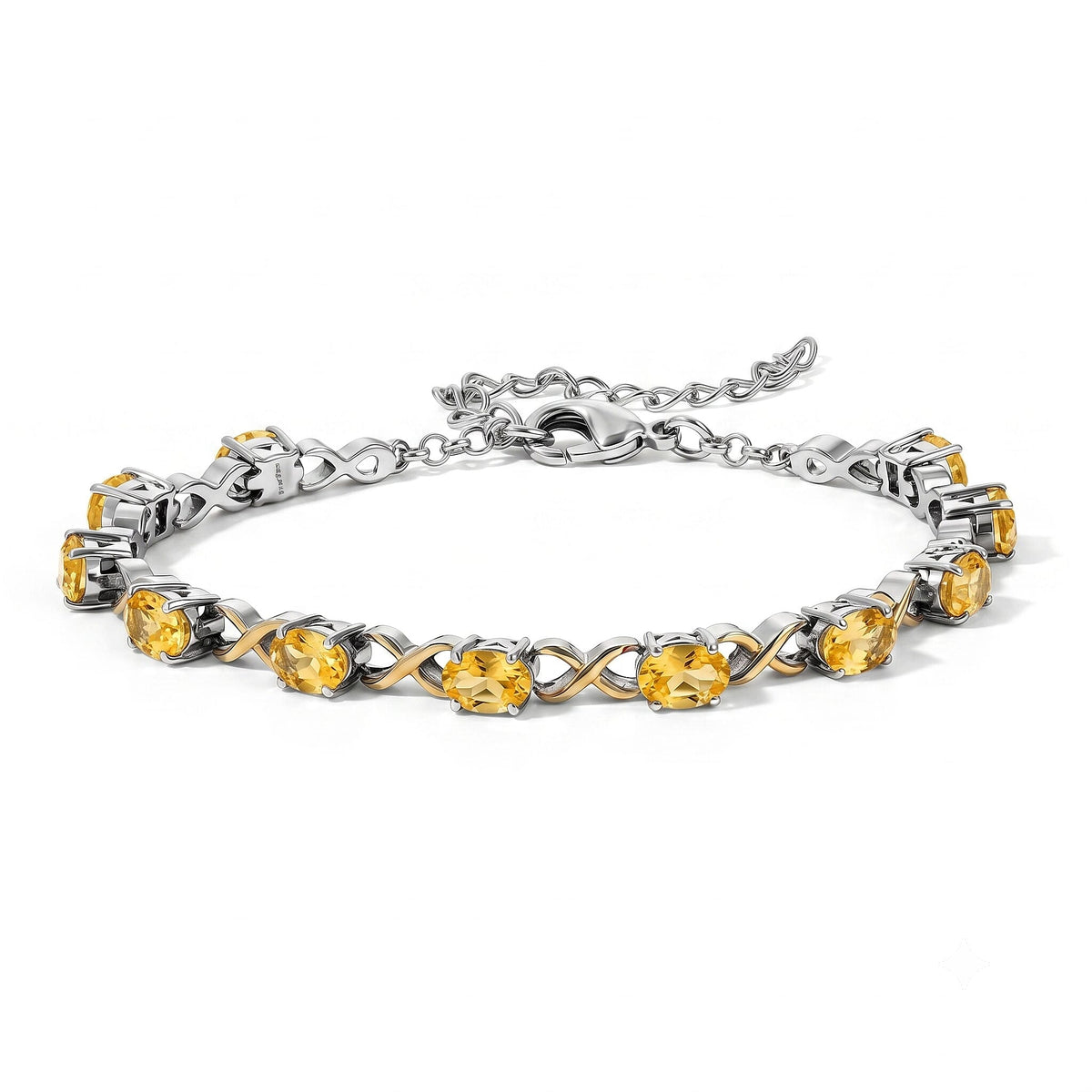 EverTrue Brazilian Citrine 4.75 ctw Bracelet in 18K YG Plated and Platinum Bond (6.50-8.50In)