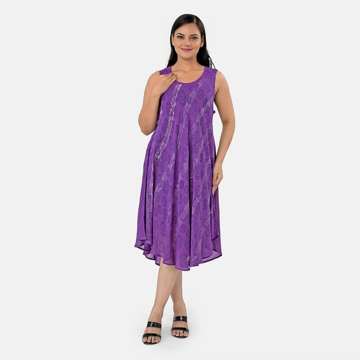 La Marey Black Block Print and Brush Paint with Umbrella Dress - One Size Fits Most