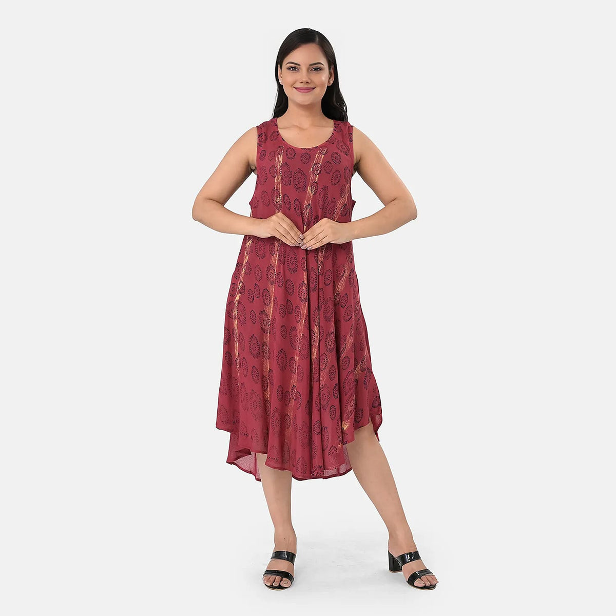 La Marey Black Block Print and Brush Paint with Umbrella Dress - One Size Fits Most