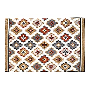 Livmore White & Teal Blue Pile Rug