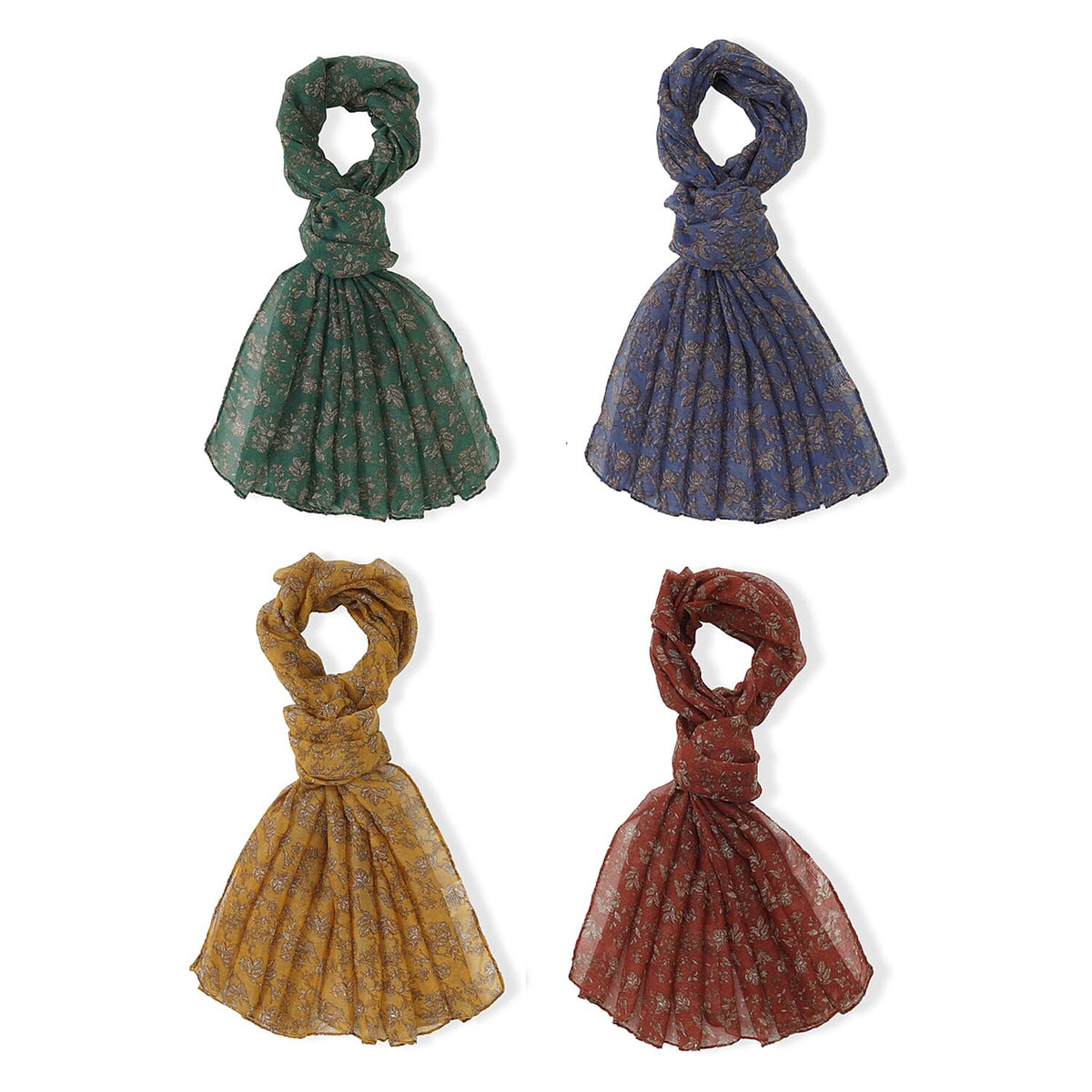 TLV La Marey Multi Color Leopard Print Set of 4 Scarfs (27.6"x70.8")