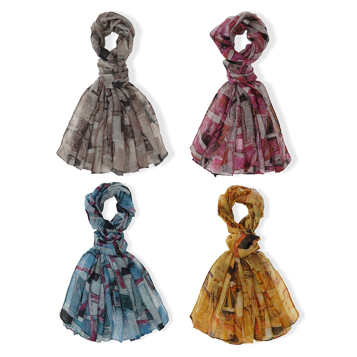 TLV La Marey Multi Color Leopard Print Set of 4 Scarfs (27.6"x70.8")
