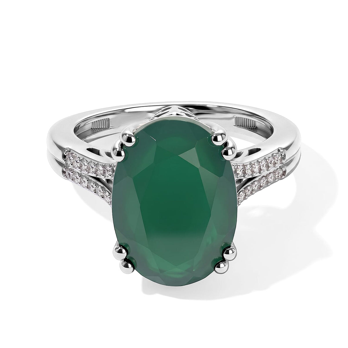 EverTrue Green Onyx and White Zircon 5.65 ctw Ring in Platinum Bond (Size 6.0)