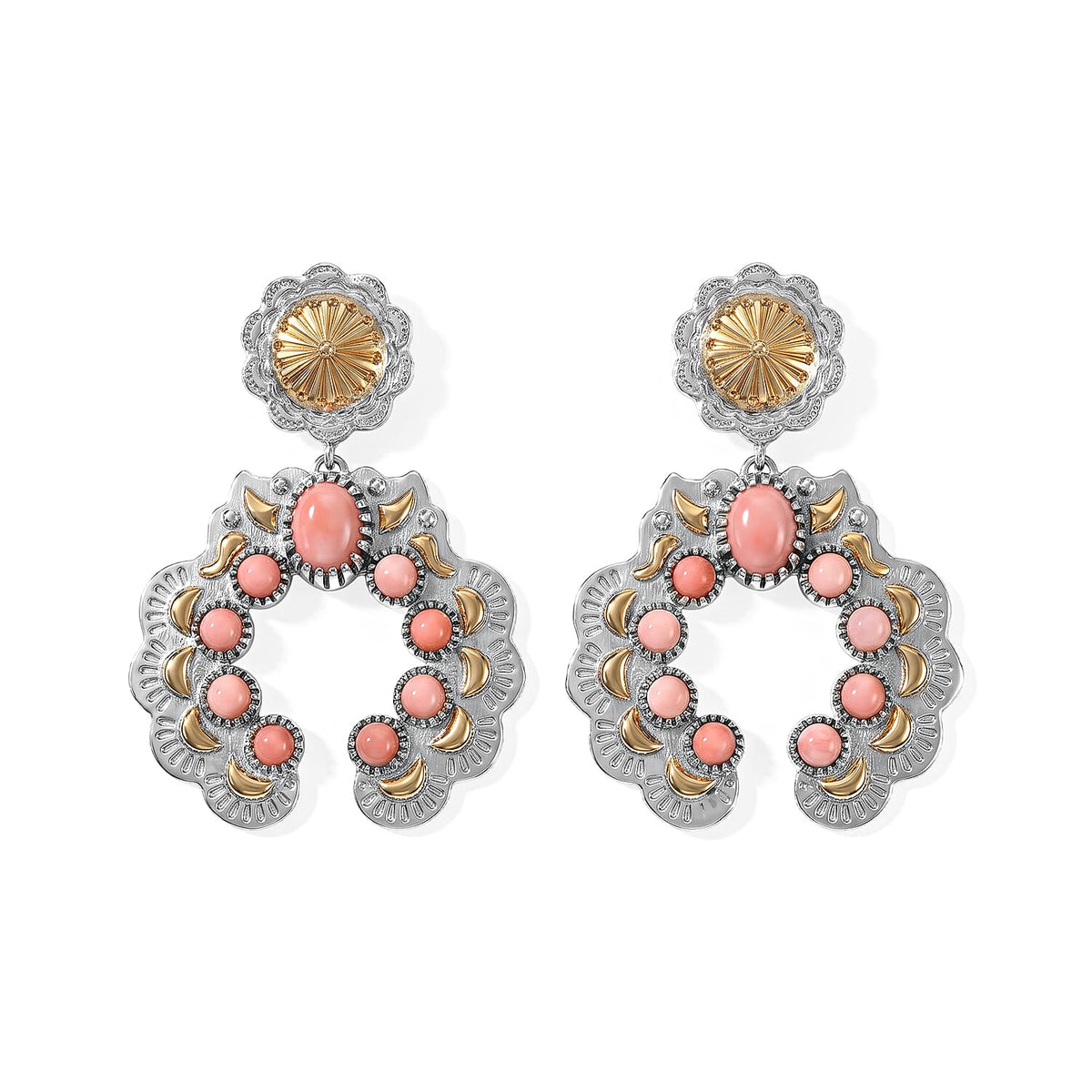 EverTrue Oregon Peach Opal 3.15 ctw Earrings in 18K YG Plated and Platinum Bond
