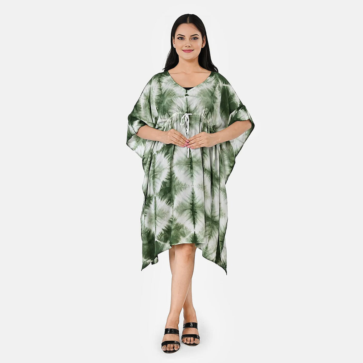 La Marey Pink Tie Dye Short Kaftan with Drawstring -One Size Fits Most