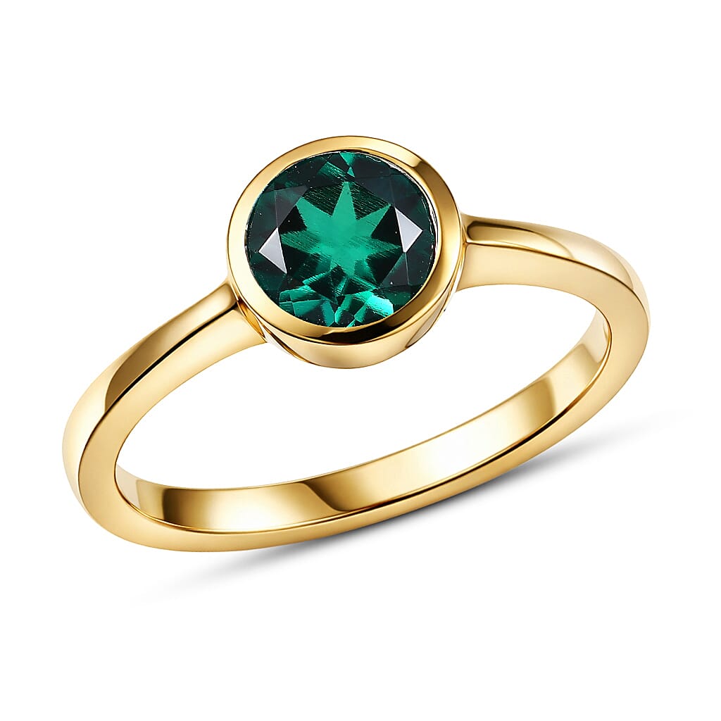 D'Joy Mozambique Garnet Solitaire Ring in 18K Vermeil YG Over Sterling Silver Size 10 0.90 ctw